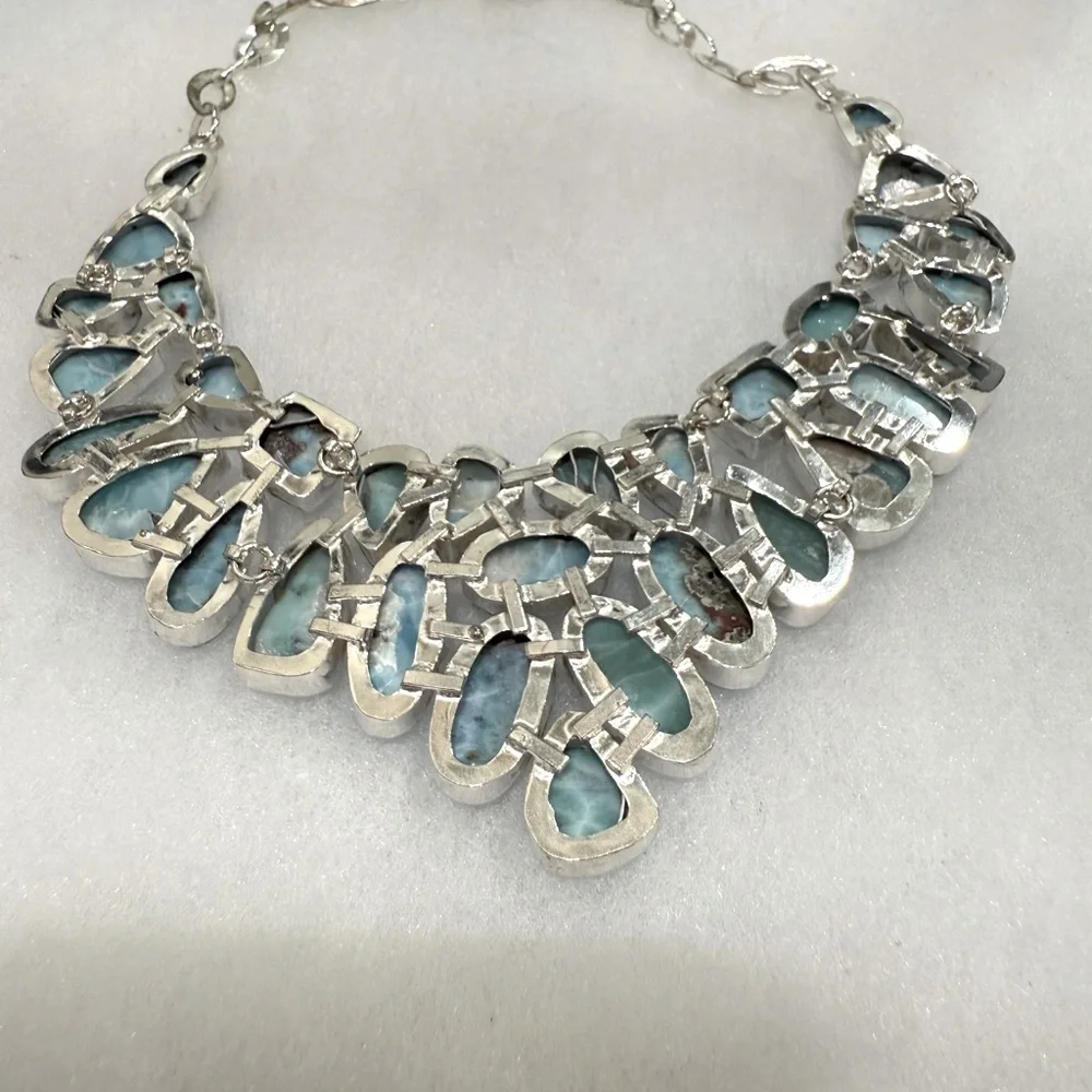 Sterling Silver Caribbean Larimar Necklace - Picture 7 of 8